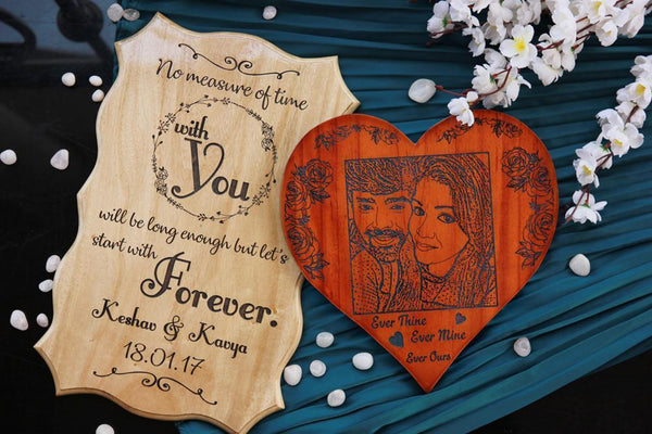 Personalized Romantic Gifts for Her - Custom Valentines Gifts for Him  Engraved, Unique Valentine Puzzle Card, Wooden Heart Shaped Plaque, 5 Year  Wood