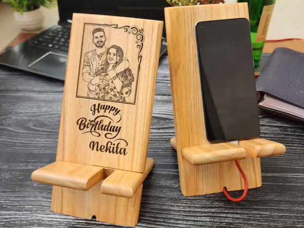 Handmade phone wood stand for desk•Cell phone wood stand for kitchen•Wood phone holder shops for gift•Wooden phone holder•Personalized friend gift