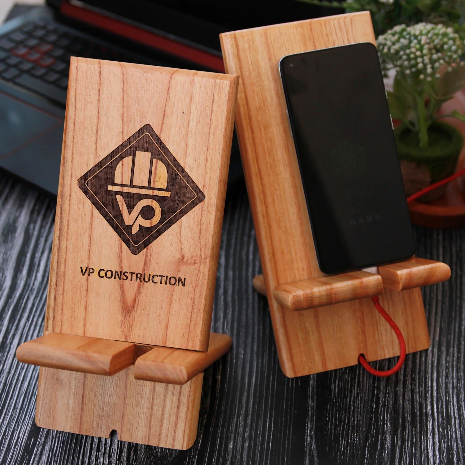 Personalized Wooden Mobile Phone Stand Engraved Phone Holder Woodgeekstore 9651