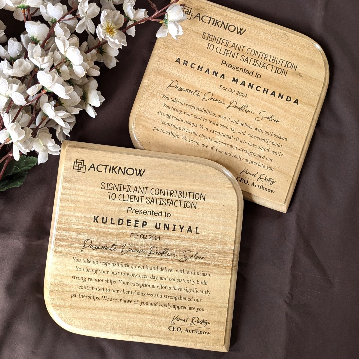 Customizable Wooden Award Plaque | Personalized Corporate Recognition