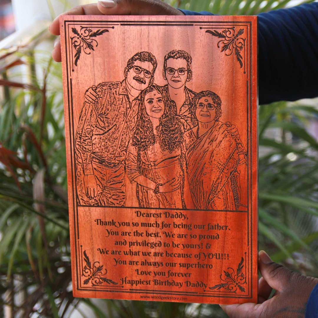 Engraved Wooden Frame for Dad & Family | Fathers Day Gift