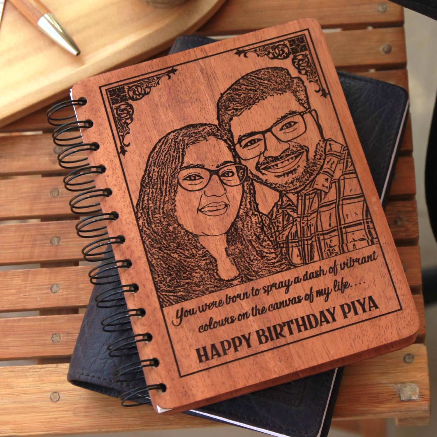 You Add A Dash Of Colour To My Life | Personalized Wood Birthday Diary