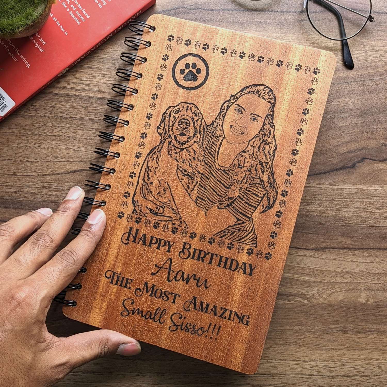 Personalized Wooden Birthday Diary for Sister | Funny & Thoughtful Gift for Siblings