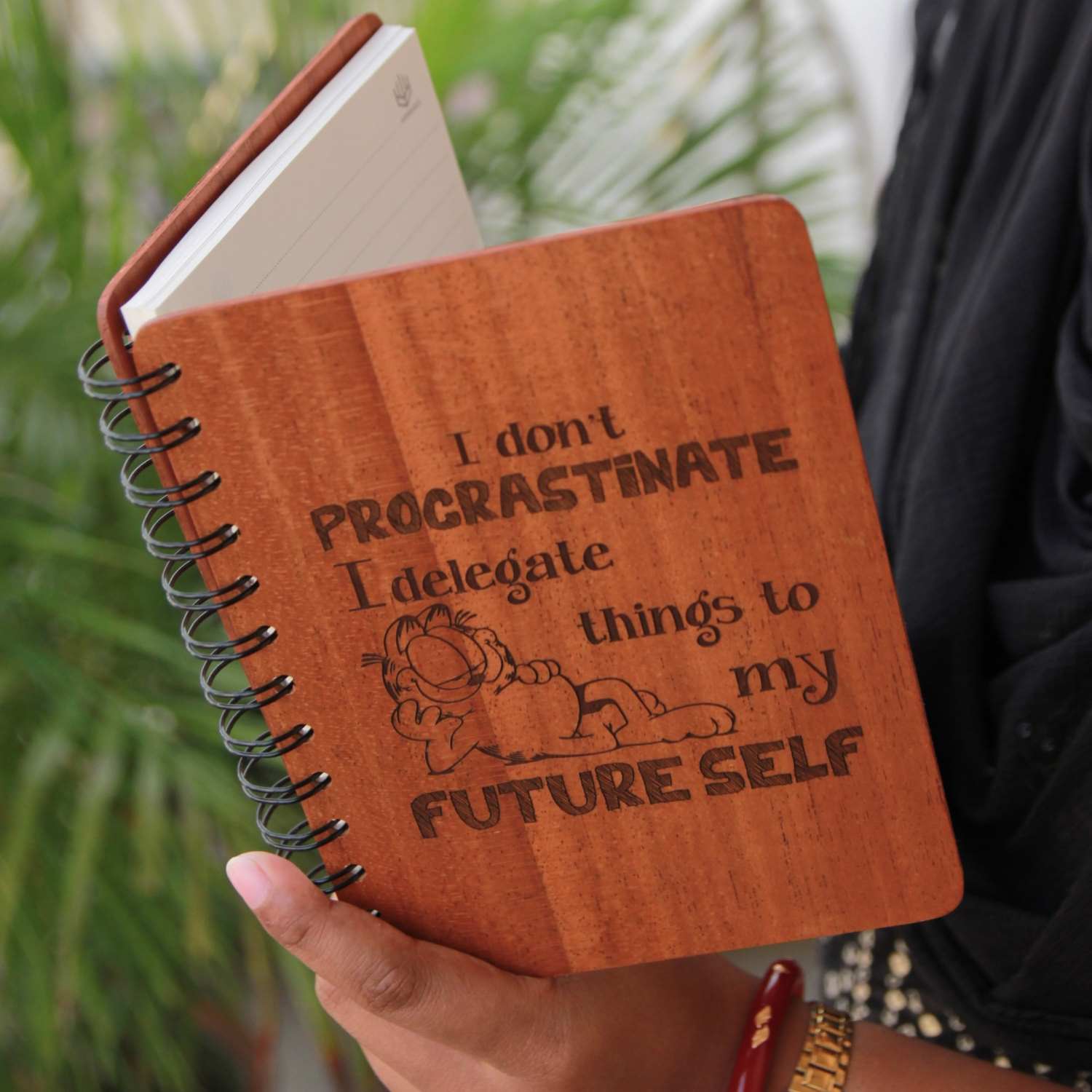 I Don't Procrastinate, I Delegate Things to My Future Self | Personalized Wooden Diary for Procrastinators | Funny Gifts