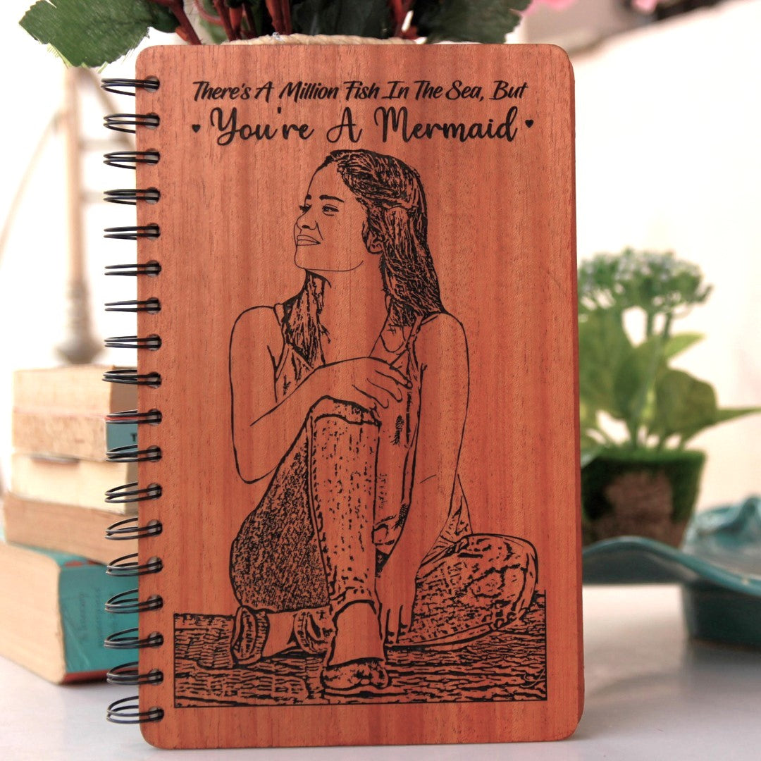 A Million Fish In The Sea, But You’re A Mermaid - Personalized Wood Diary