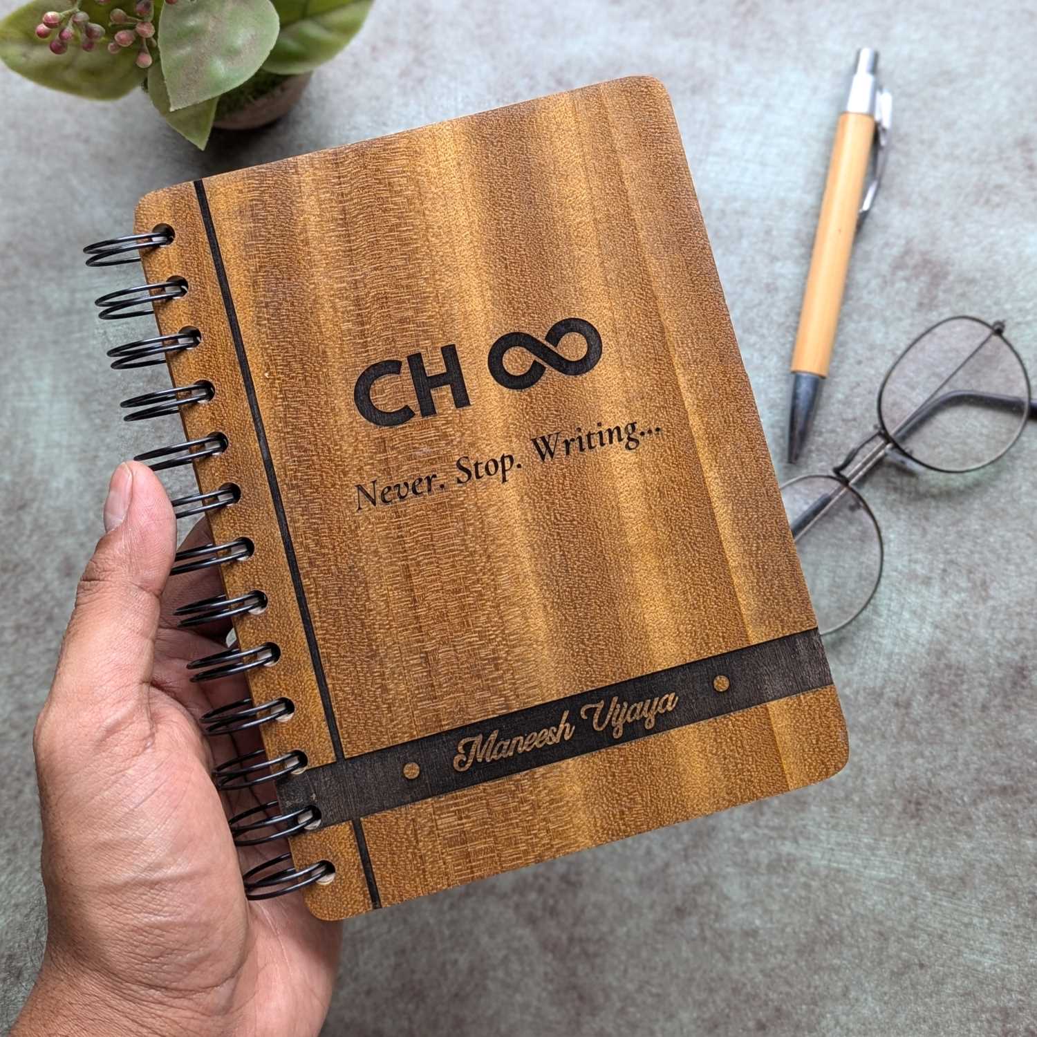 Logo & Name Engraved Personalized Wood Diary | Customised Corporate Diary Gift