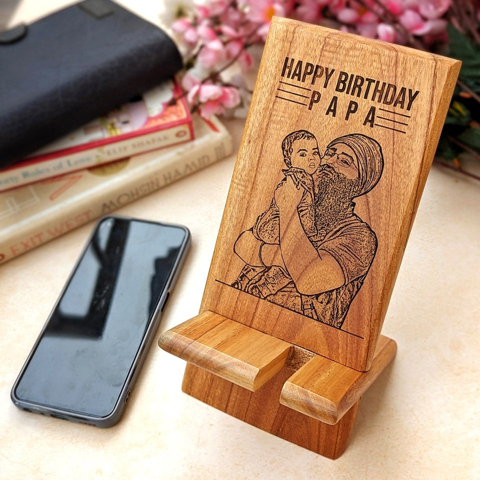 Personalized wooden handmade phone stand for desk•Cell phone wood stand for kitchen• Wood gift phone holder•Wooden iphone stand•Gift for hot Mom