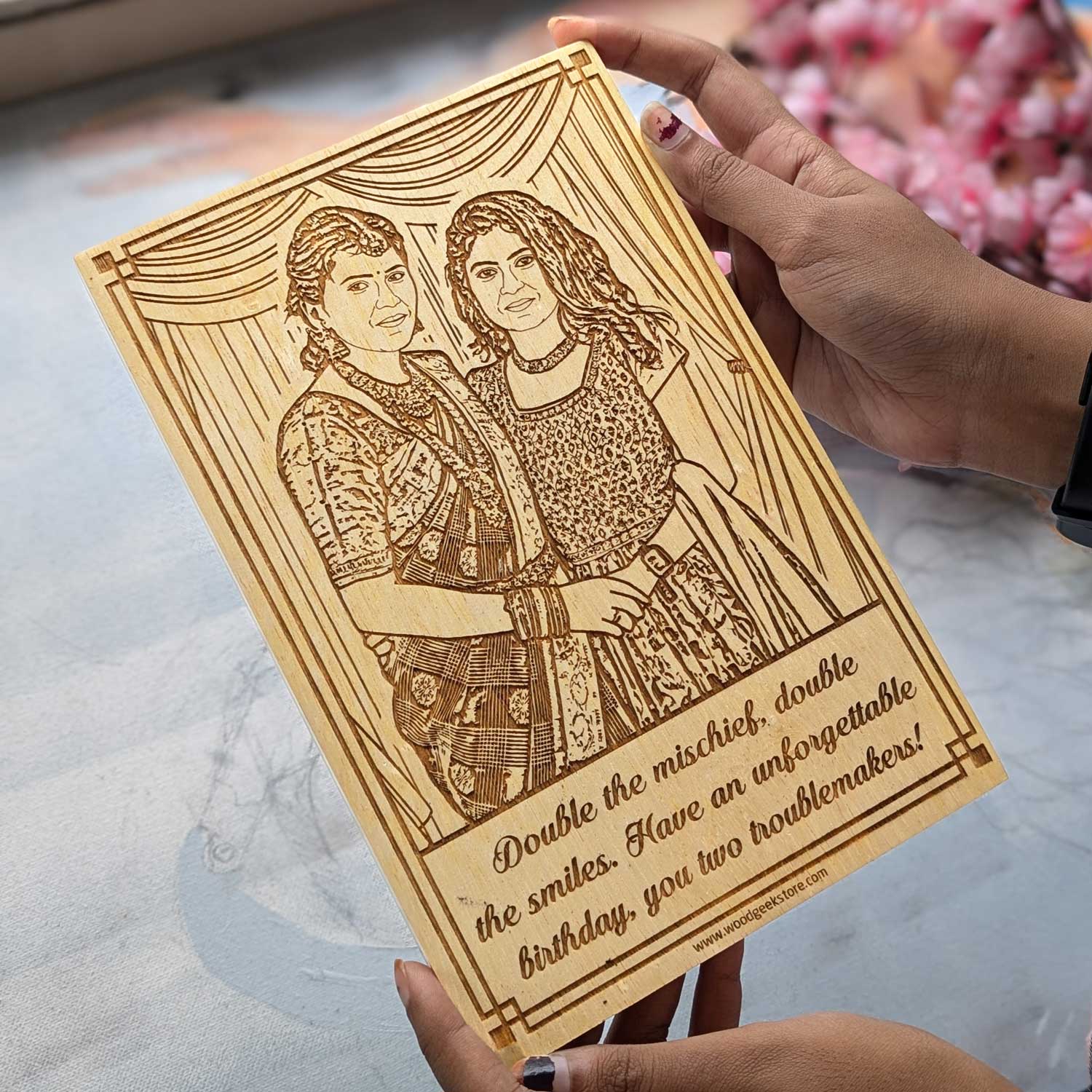 Birthday Engraved Wooden Frame For Friends | Gifts For Troublemakers