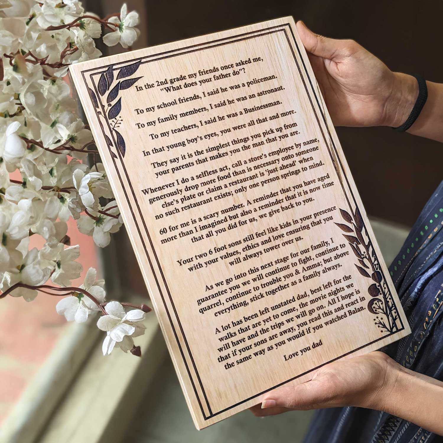 Personalized Letter To Dad Engraved In Wood