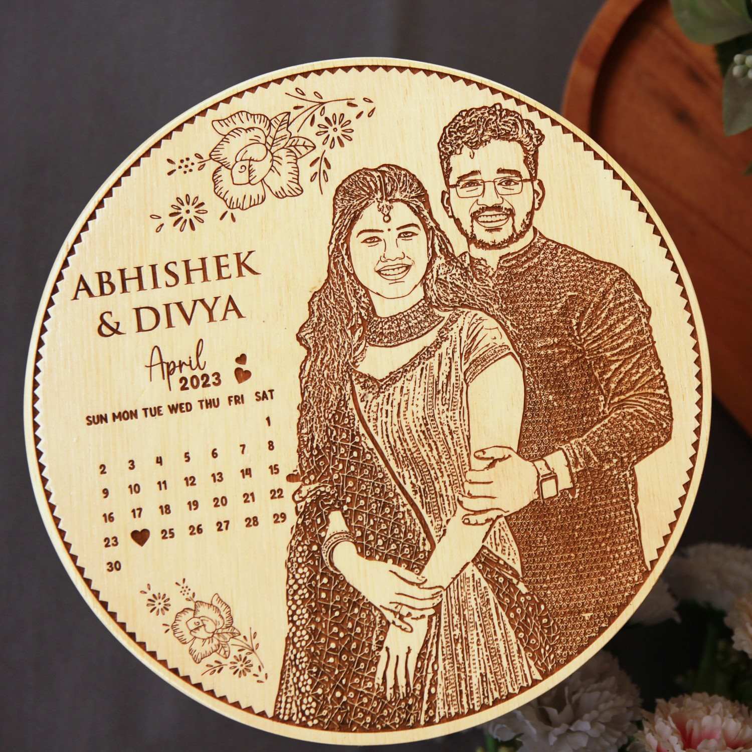 Personalized Engraved Wood Frame with Couple Photo & Special Date | Romantic Gift for Valentine’s Day & Anniversaries