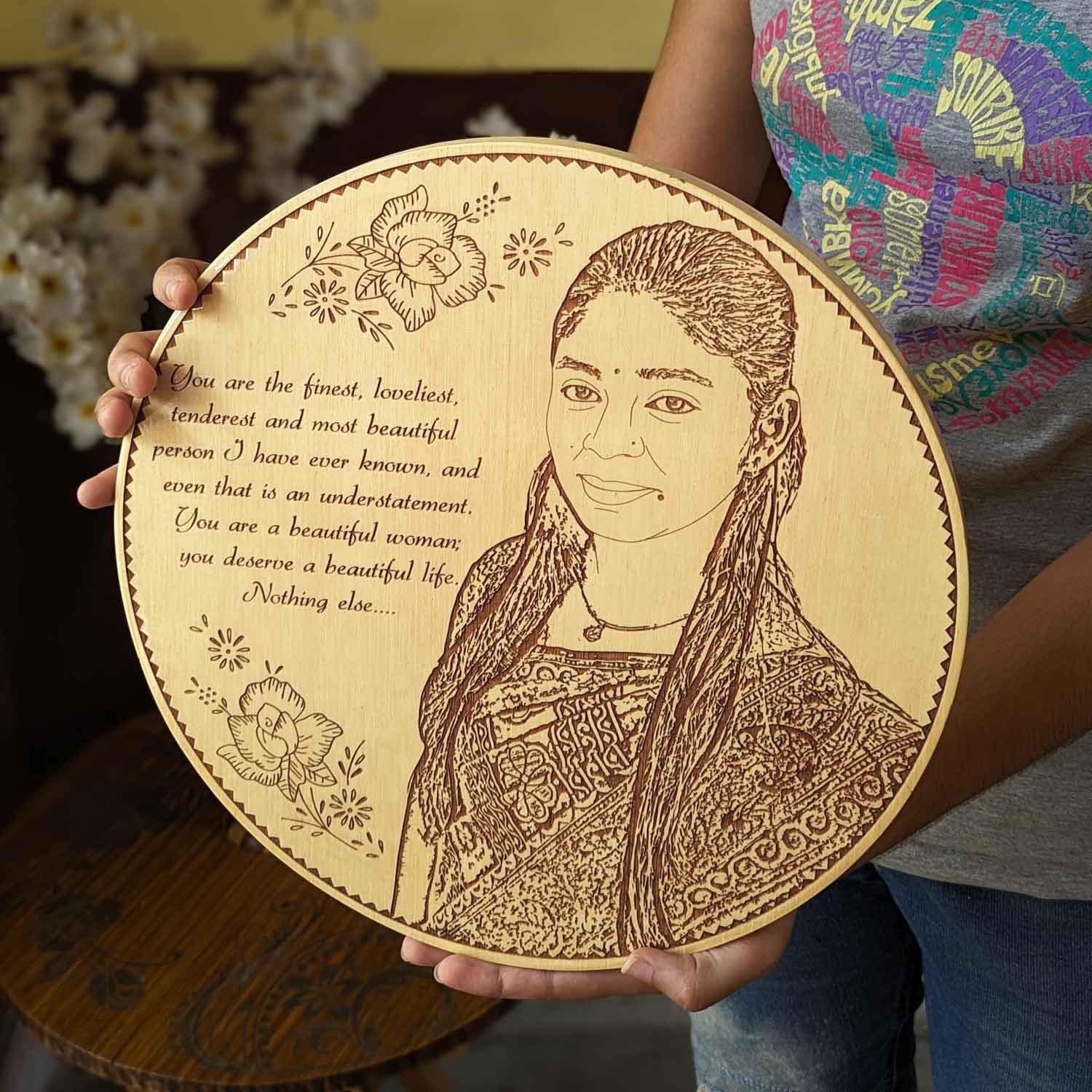 Incredible Gifts India Engraved Birthday Gift For Mother Photo on Maple  Wood (12x9 inch) : Amazon.in: Home & Kitchen
