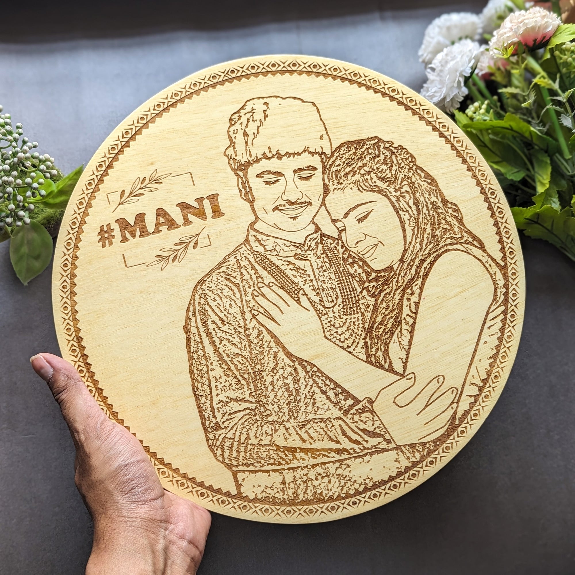 Engraved Wooden Couple Frame | Personalized Wedding & Anniversary Gift