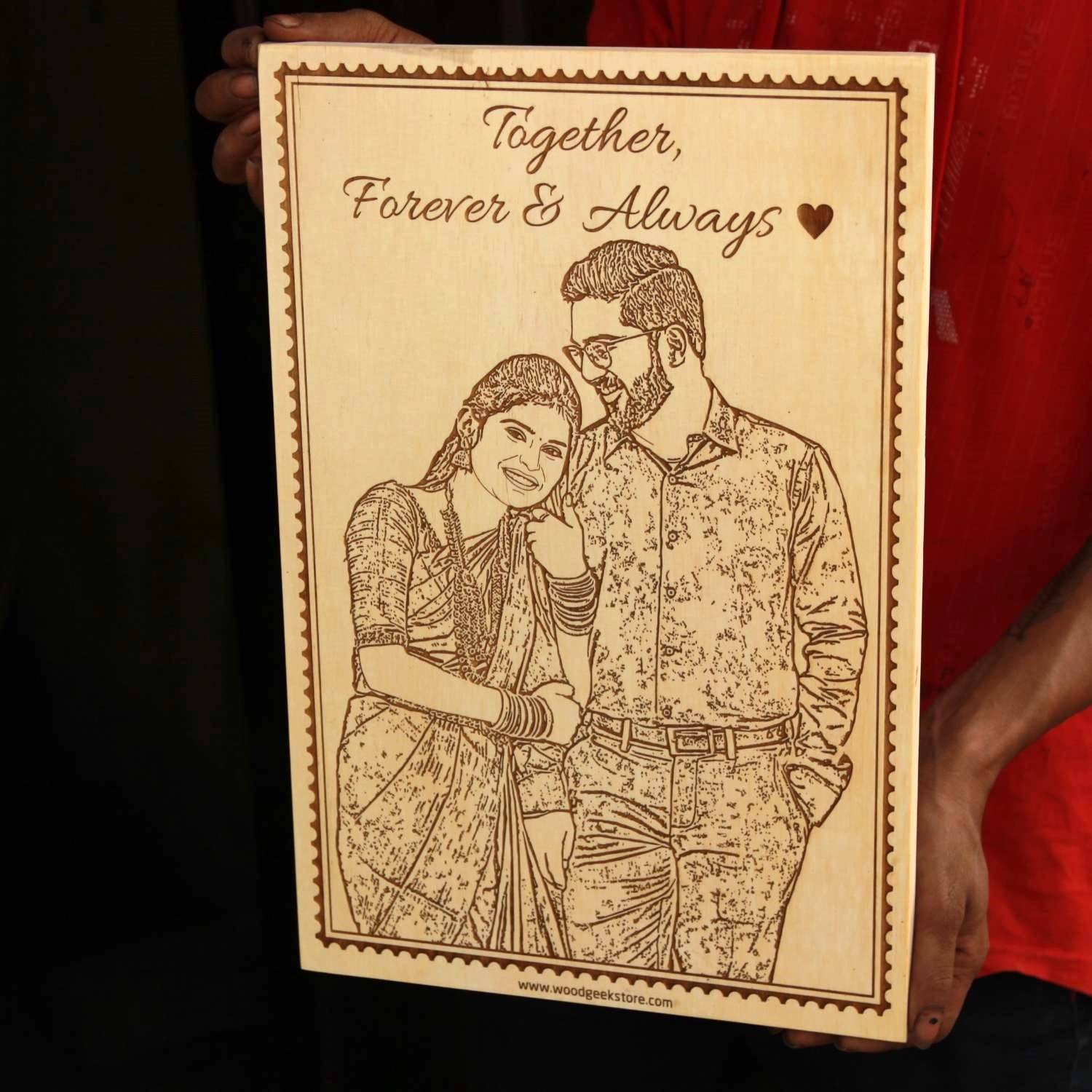 Together, Forever & Always – Personalized Engraved Wooden Frame