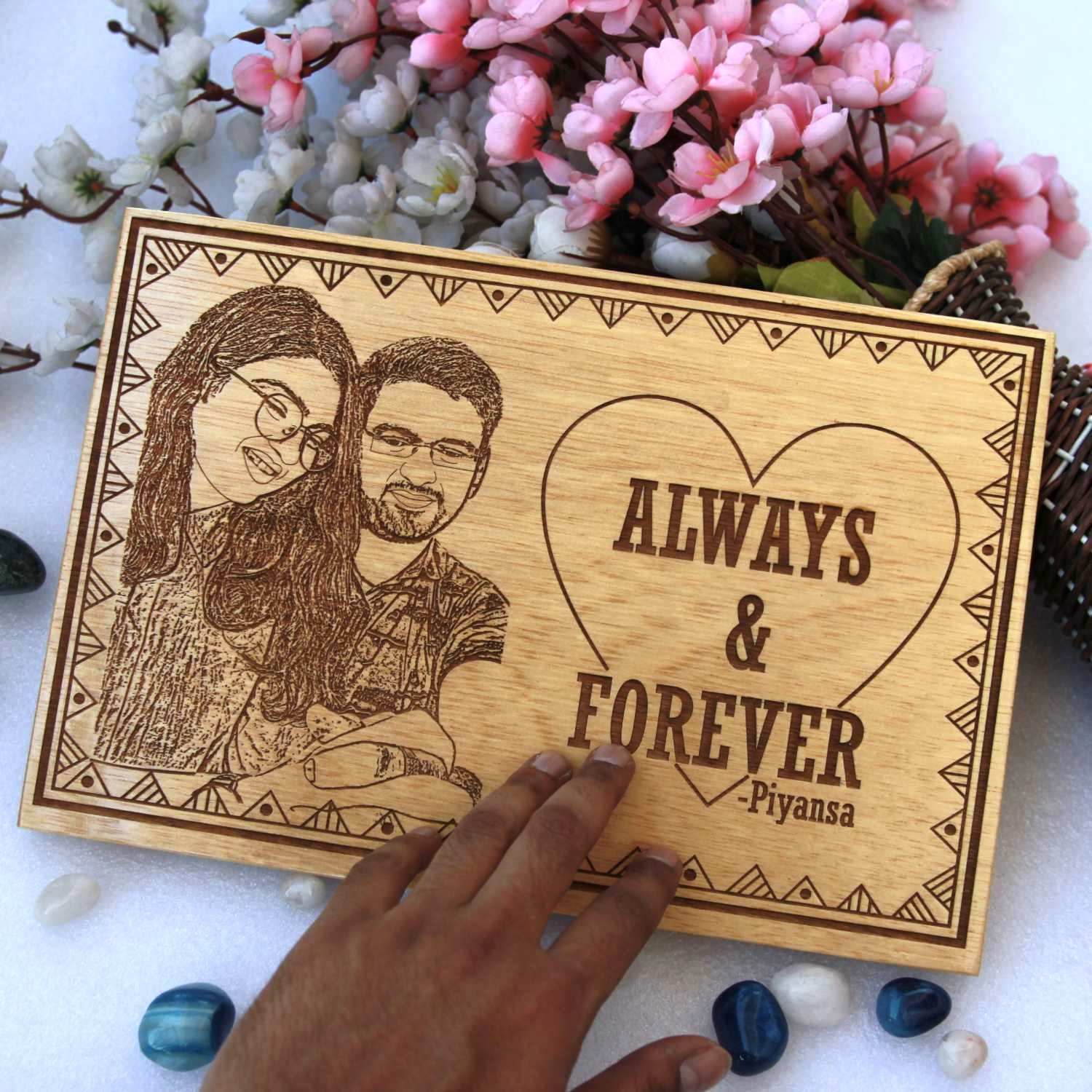 Always & Forever – Engraved Wooden Frame | Personalized Love Gift