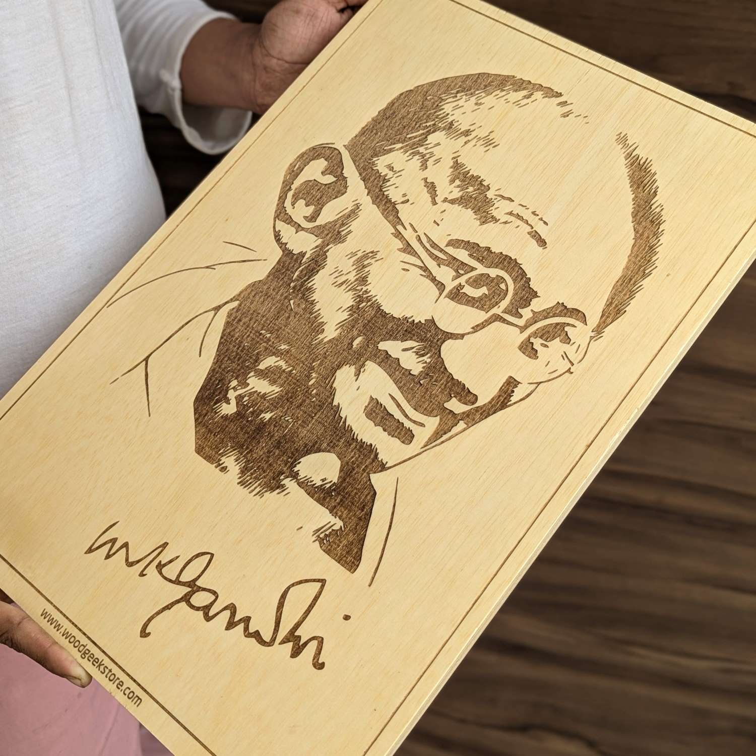 Mahatma Gandhi Engraved Wooden Plaque | Custom Patriotic Wall Art