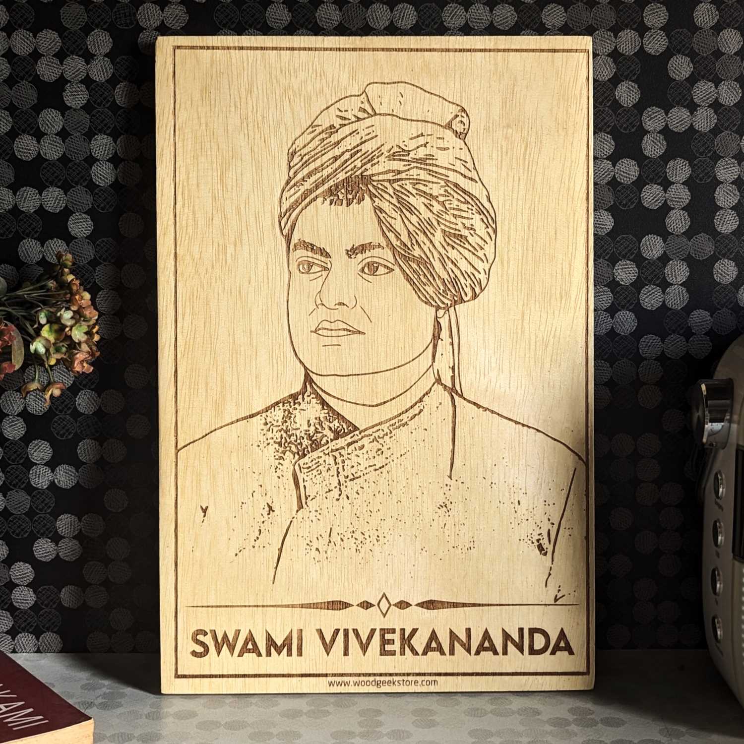 Swami Vivekananda Engraved Wooden Plaque | Inspirational Wall Art for Leaders & Visionaries