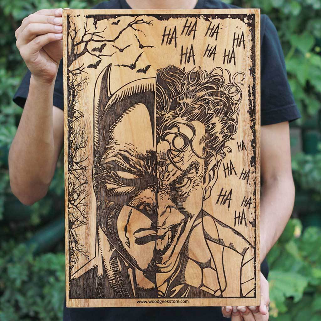 Batman & Joker Wall Poster - Wooden Poster for Batman Fans - woodgeekstore