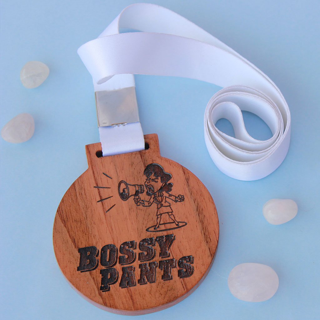 Bossypants Wood Medal Funny Awards for Friends Funny Employee Awards   woodgeekstore