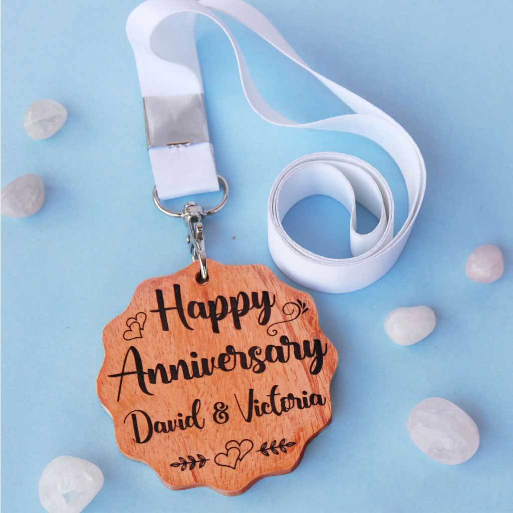 Happy Anniversary Wooden Medal