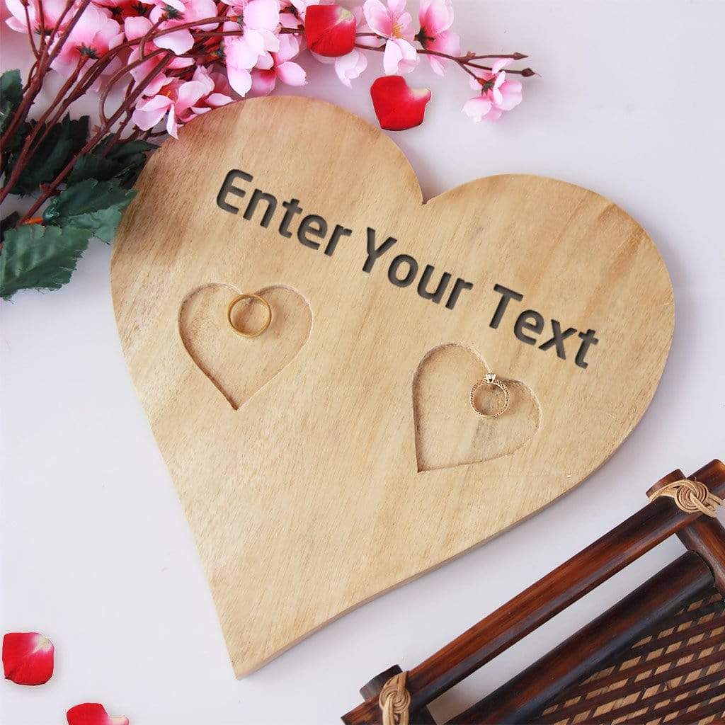 GiftsBouquet Hardwood Engagement Ring Platter with Ring Holders (Gold)