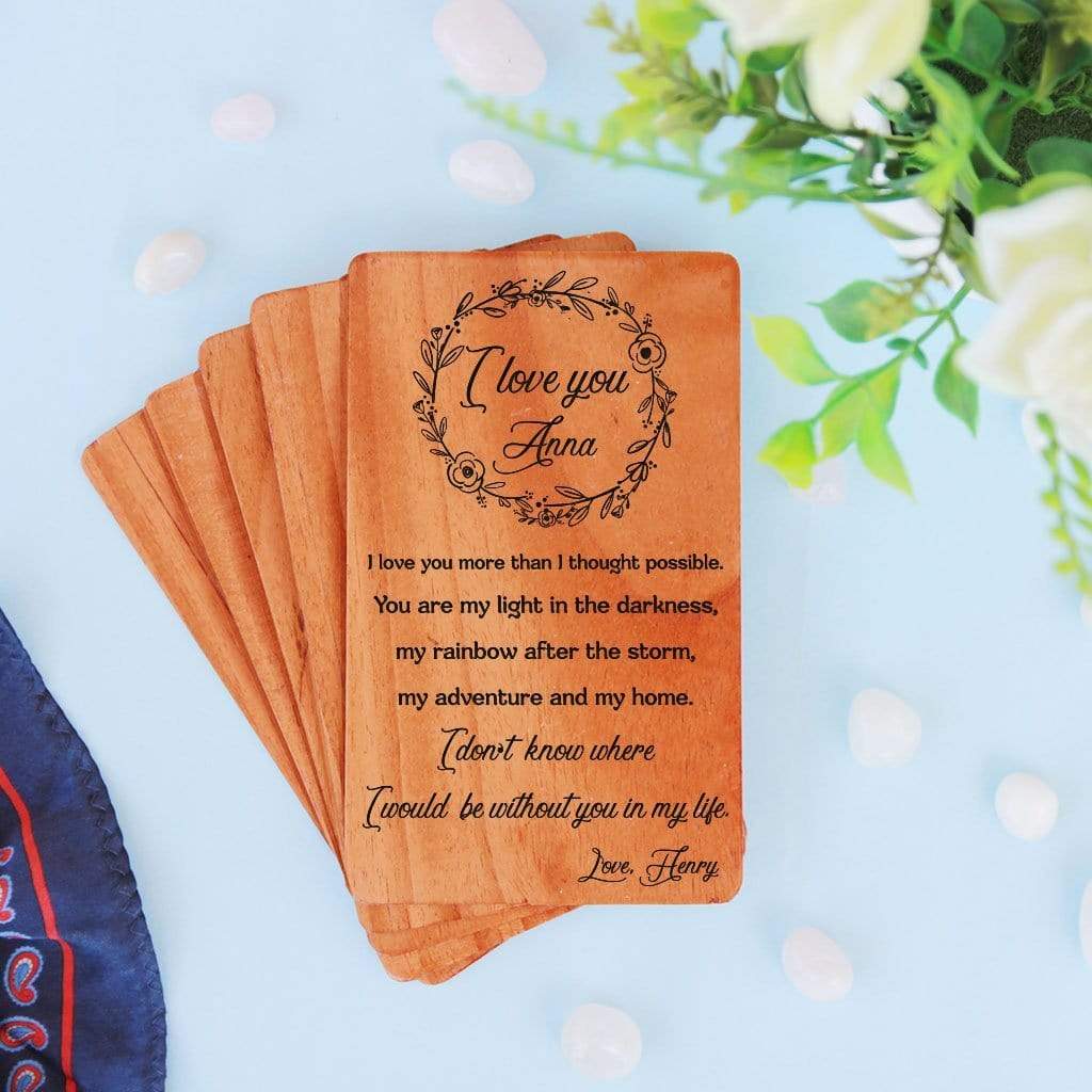 Personalized I Love You Cards, Wooden Cards