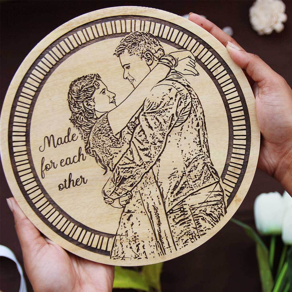 Love Is Eternal Photo Wood Plaque  Birthday Gift For Husband & Wife -  woodgeekstore