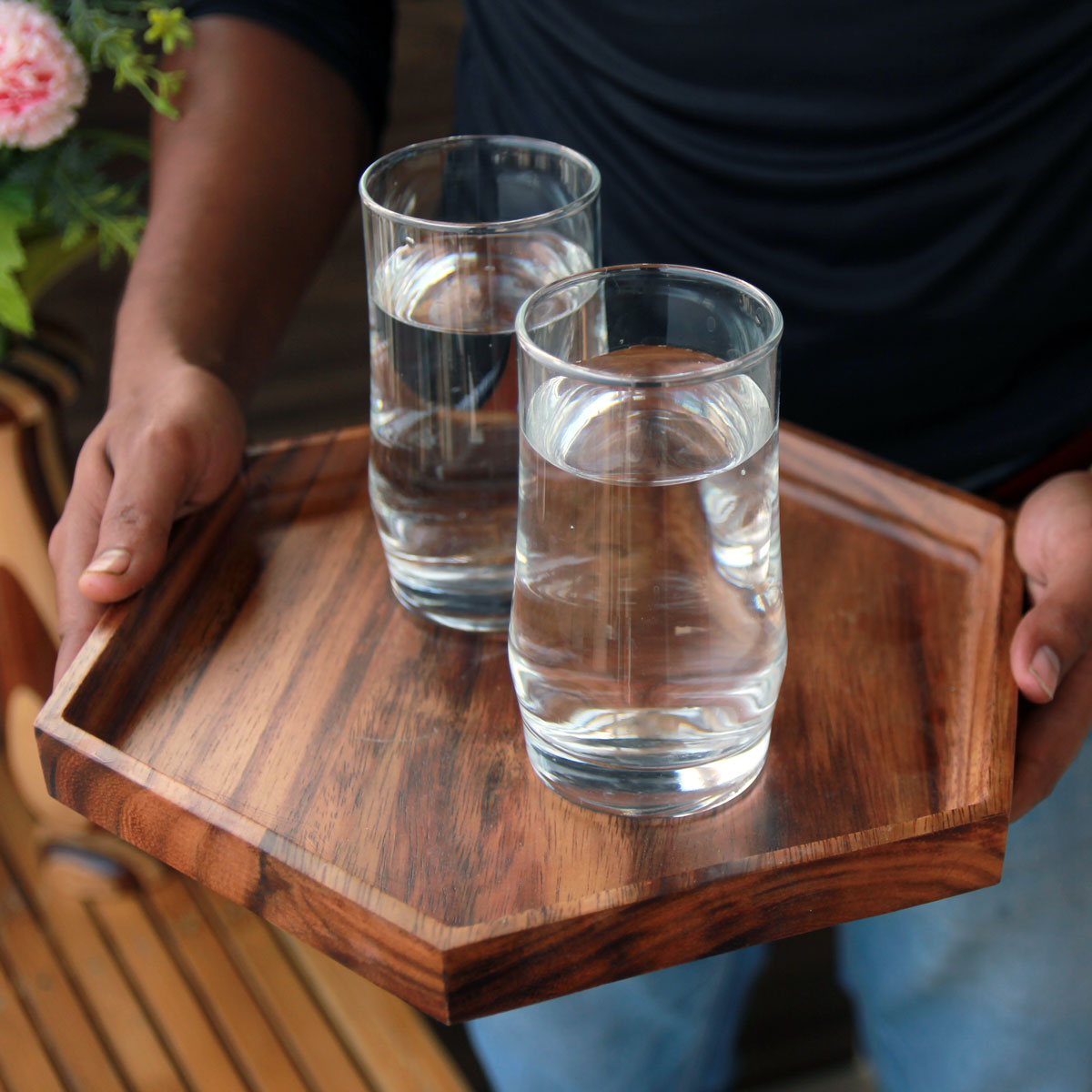 Rectangular Wooden Serving Tray  Minimalist Wood Decorative Tray