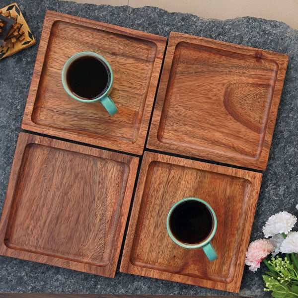 Square Wooden Serving Tray | Minimalist Wood Decorative Tray ...