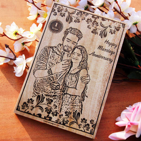 Personalized Engraved Wooden Frame with Photo - Gift For Best Bhai