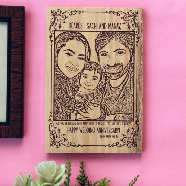 Personalized Family Portrait In Wood 