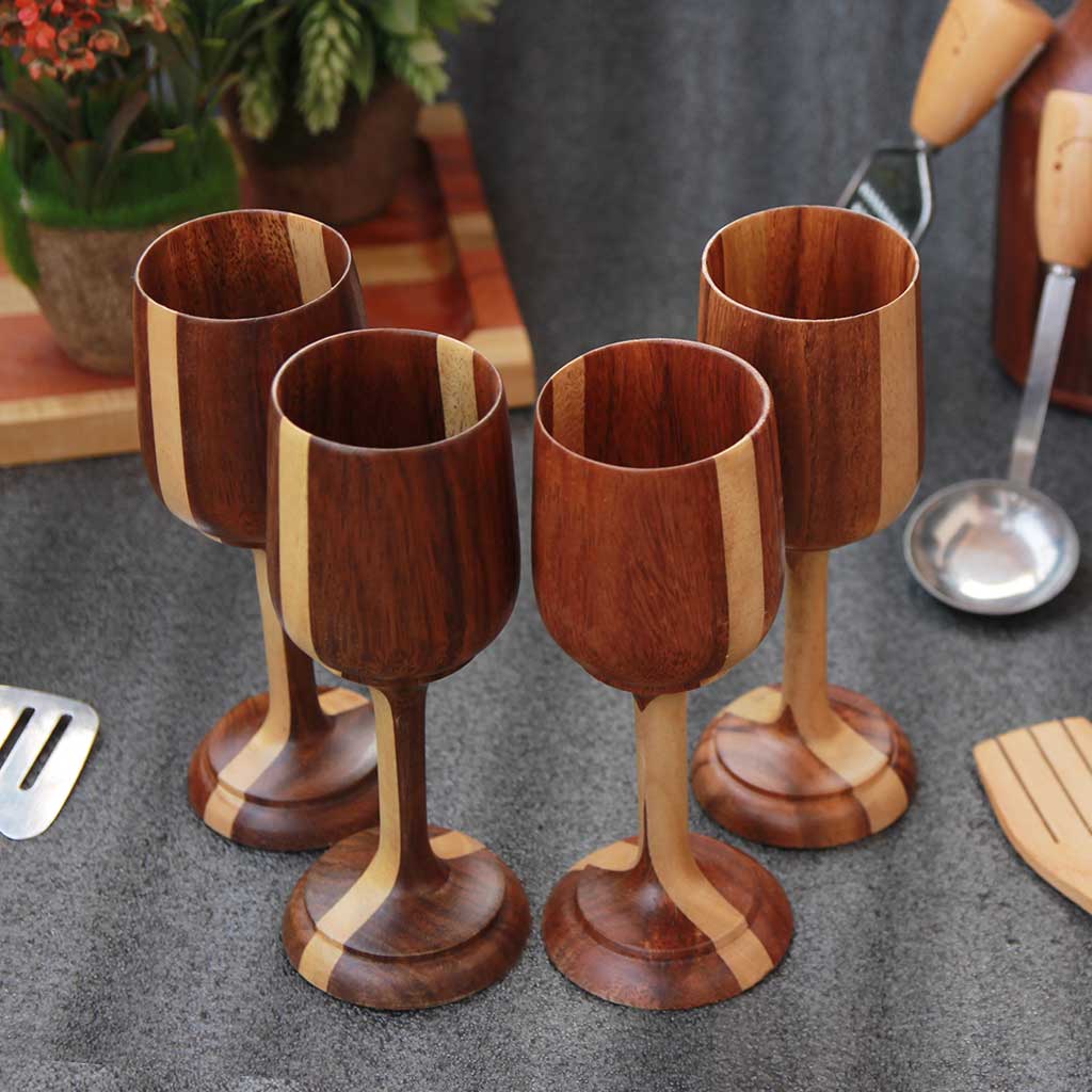 Wooden Glassware & Drinking Glasses  Handmade Wooden Goblet & Tumbler -  woodgeekstore